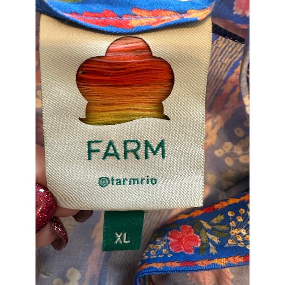 Farm Rio Stitched Garden Cotton Midi Dress Floral Cottagecore Boho Size XL - Picture 7 of 15